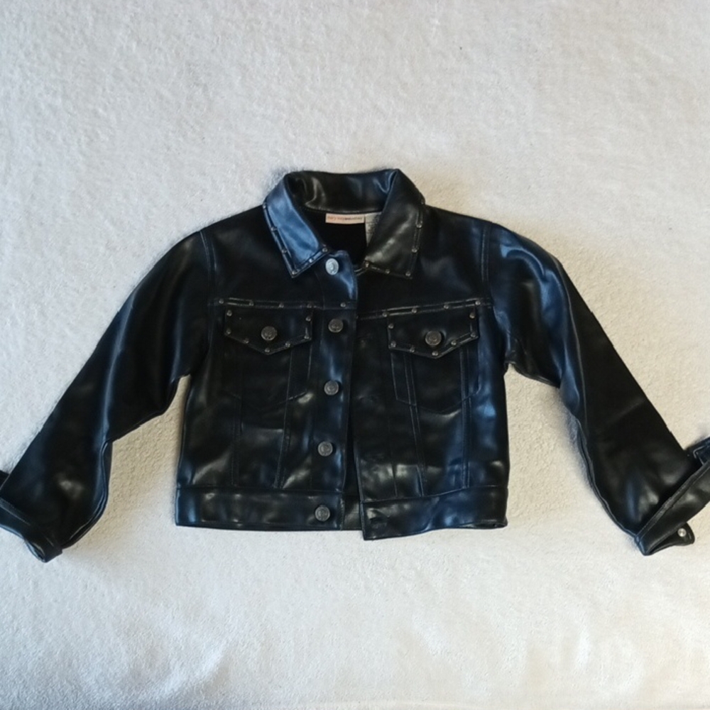 Mary-Kate and Ashley Kids Faux Leather Black Jacket Size 6/6X. Gently Used